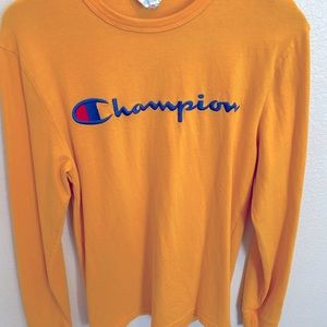 Champion Long Sleeve Yellow T-Shirt, Small